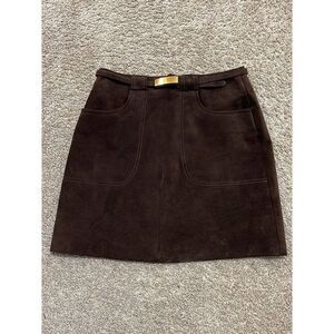 Studio Siena Womens size 4 Brown Maxima Mini Leather Skirt with Belt Fully Lined